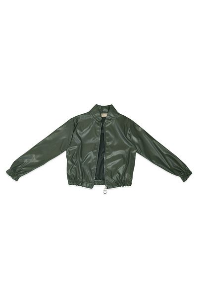 Trend Bebe Butik Girl's Zippered Bomber Dermis Jacket, Comfortable and Fashionable Seasonal Design