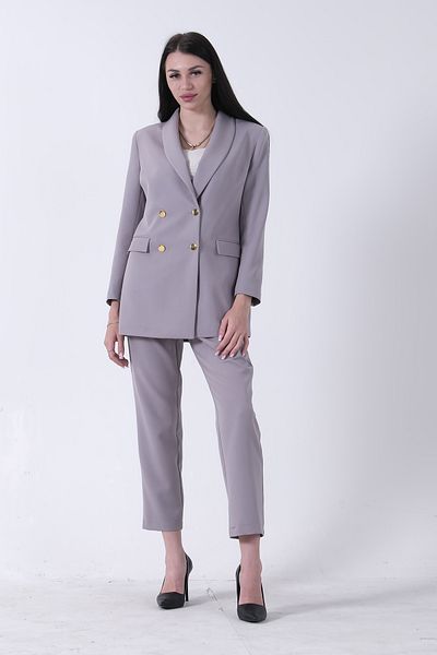Feminist Gray Blazer Jacket-Pants Two Pieces Sets 0106305   Number