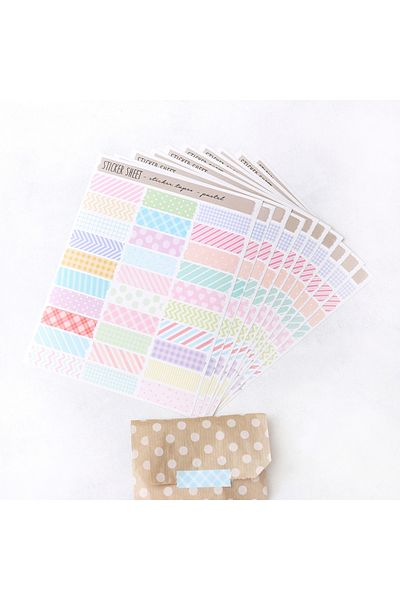 Bimotif Shaped Sticker Tape, Pastel, 1.4x4.5 Cm 10 Sheets
