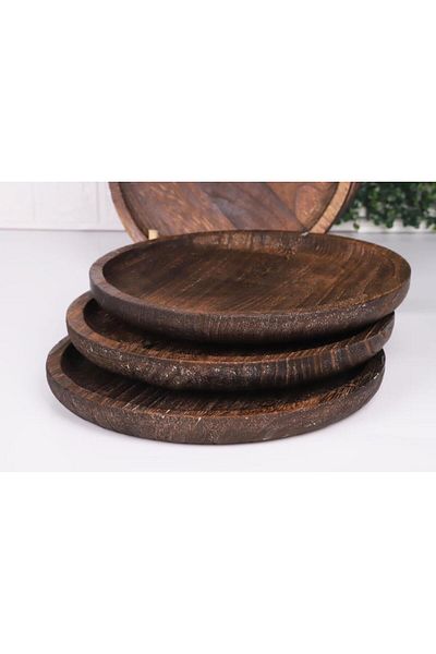 Bambum Patrin Natural Wooden Round Small Plate Set of 6 – 25X2 cm