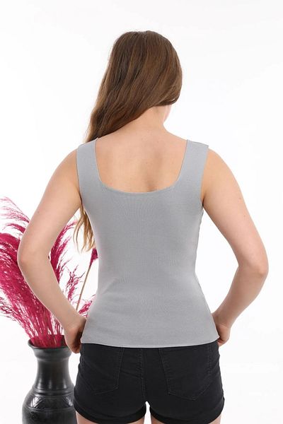 HayalGecesi Gray Battal, Small Size Seated Thick Strap Tank Top and Serious Tank Top Knitwear