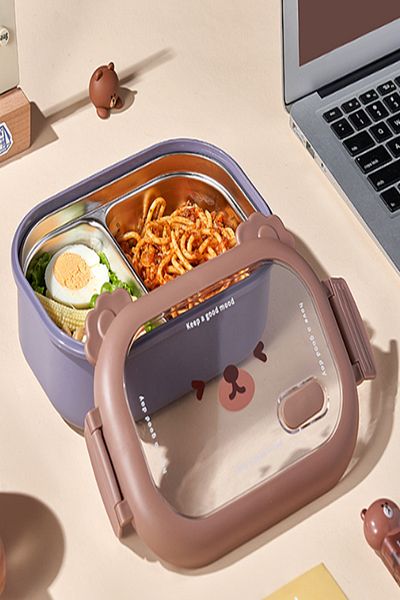 hayret sepeti Keep Your Food Fresh & Organized with Divided Stainless Steel Lunch Box!