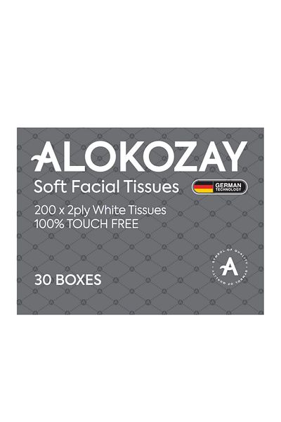 Alokozay Soft Facial Tissues - 200 Sheets X 2 Ply X Pack of 30 Boxes