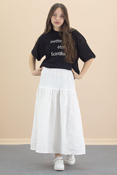 Cansın Mini Black Female Child Short Sleeve t Shirt Skirt Suit 20550