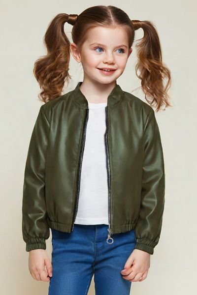 Trend Bebe Butik Girl's Zippered Bomber Dermis Jacket, Comfortable and Fashionable Seasonal Design