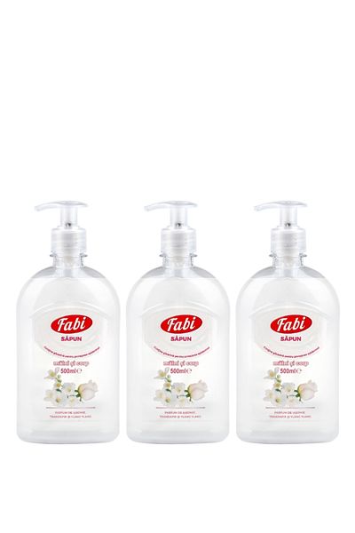 FABI Pack of 3 x Liquid Soap with Pump, Fabi, 3 x 500ml, White