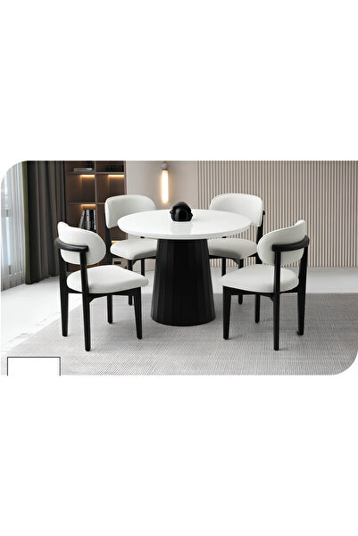 İlhan Mobilya Piramit Ayaklı Yuvarlak Masa Takımı