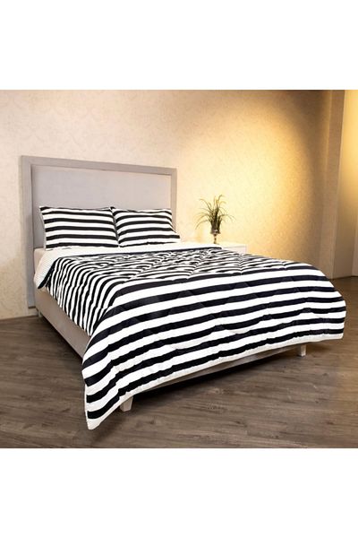 Home Box Malta 3-Piece Stripe Printed Cotton Queen Comforter Set 200x240 cm