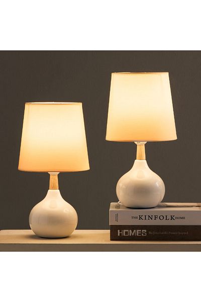 Home Box Ashra 2-Piece Ceramic Table Lamp Set - 19x19x40 cm
