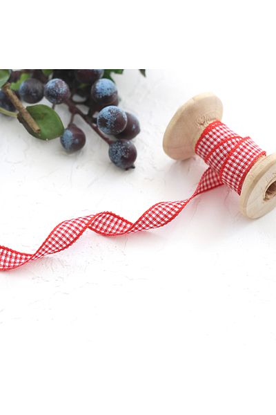Bimotif Red Gingham Ribbon, 1 cm 5 Meters