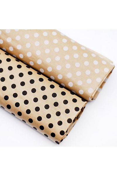 Bimotif Package Paper, Polka Dot Pattern, Kraft-Black, 70X100 cm 5 Pieces