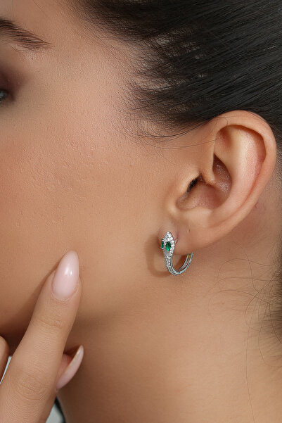 Gümüş Vadisi Kadın 925 Ayar Gümüş Zirkon Taşlı Yılan Küpe