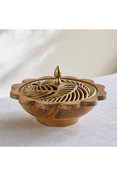 Home Box Nordic Wooden Decorative Jar with Aluminium Lid - 28x28x16 cm