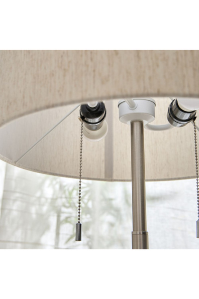 Home Box Deme Lamont Metal Floor Lamp with Pull Chain Switch and Linen Shade - 154 cm