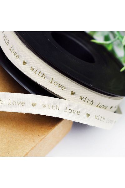 Bimotif Βαμβακερή ρίγα, With Love, 1 cm 20 μέτρα