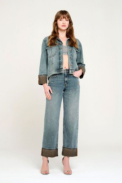 Pantamo Jeans Jachetă de jeans pentru femei albastru mediu