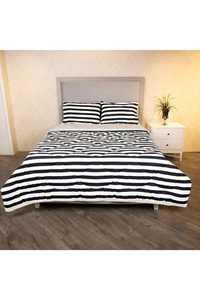 Home Box Malta 3-Piece Stripe Printed Cotton Queen Comforter Set 200x240 cm