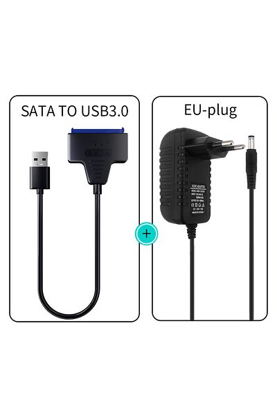 PUSKILL USB 3.0A مع قابس الاتحاد الأوروبي، محول USB 3.0 إلى SATA/Type-C، كابل Sata، محرك أقراص صلبة SSD SATA III مقاس 2.5/3.5 بوصة