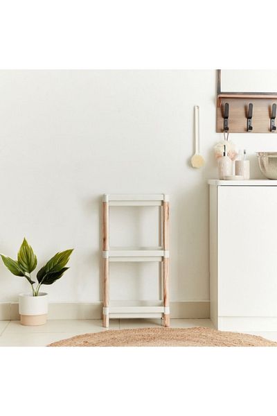 Home Box Nova Rectangle 3-Tier Caddy with Wooden Finish
