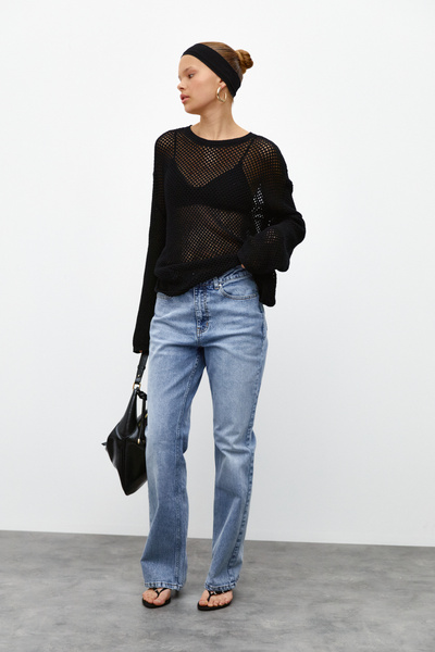 urban focus Mesh Knitted Knitwear Blouse