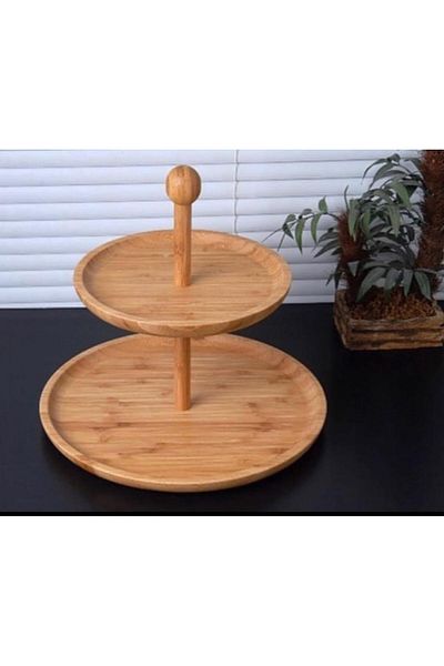 ALLEGRI Bamboo Round Two Tier Luxury Presentation Bowl Sugar Bowl Cookie Bowl Cheese Bowl 20 cm 25 cm