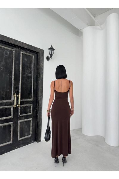 BİOQQA STYLS Φόρεμα Degaje με λεπτό λουράκι με σχισμή στο πλάι με ελαφριά φούστα Sandy Midi