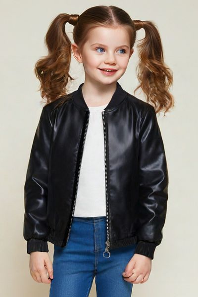 Trend Bebe Butik Girl's Leather Jacket - Zippered, Ruslan, Seasonal School, Daily, Special Occasion Design