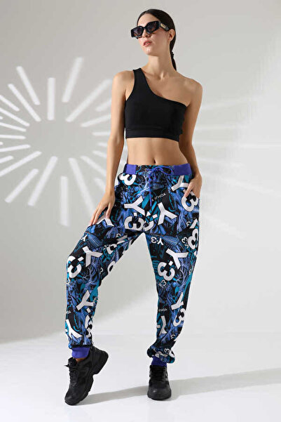 MOSRANİC Unisex Φούτερ παντελόνι με μικτό σχέδιο Jogger Lastik Paça Street St...