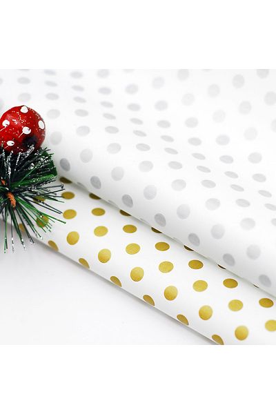 Bimotif 5 Polka Dot Patterned Gold-White Paper - 70X100 cm