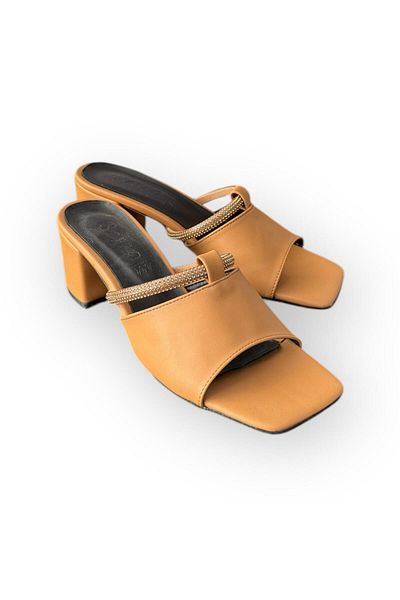 Serra Trend Women's Tan Stone Heeled Slippers