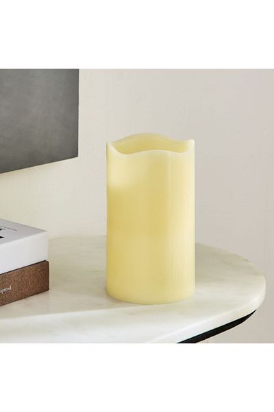 Home Box Luna LED Flameless Ivory Wax Candle with Vanilla Scent and Flickering - 12x20 cm