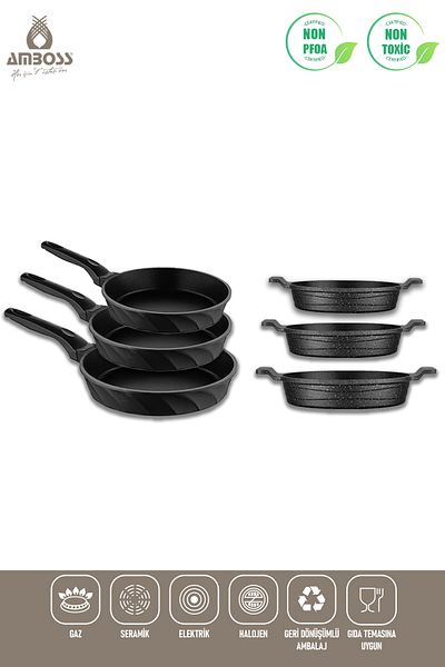 Amboss Riva 6 Piece Cast Titanium Coated Pan and Sauce Set