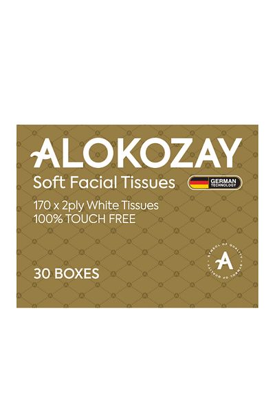 Alokozay Soft Facial Tissues - 170 Sheets X 2 Ply X Pack of 30 Boxes