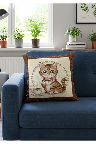 Viadela Natural Digital Printed Throw Pillow with Animal Figures