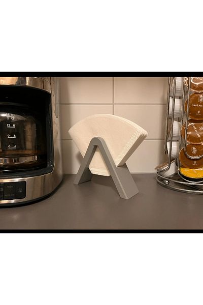 3D DESİNG MARKET Filter Coffee Paper Holder Stand Gray