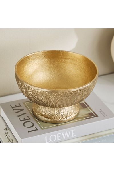 Home Box Viola Aluminium Decorative Bowl with Base - 20x20x11 cm
