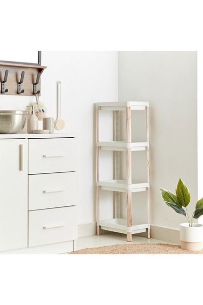 Home Box Nova Rectangular 4-Tier Caddy with Wooden Finish