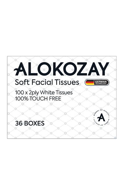 Alokozay Soft Facial Tissues - 100 Sheets X 2 Ply X Pack of 36 Boxes