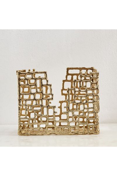 Home Box Ozawa Alumnium Cutwork Vase - 26x9x22 cm