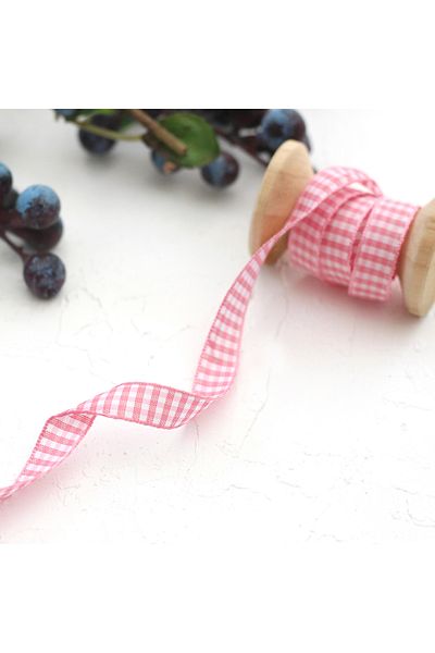 Bimotif Ροζ Κορδέλα Gingham, 1 εκ. 5 μέτρα