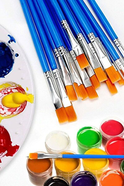 Artshop 20 Adet Fırça 10 ADET DÜZ + 10 ADET YUVARLAK UÇLU