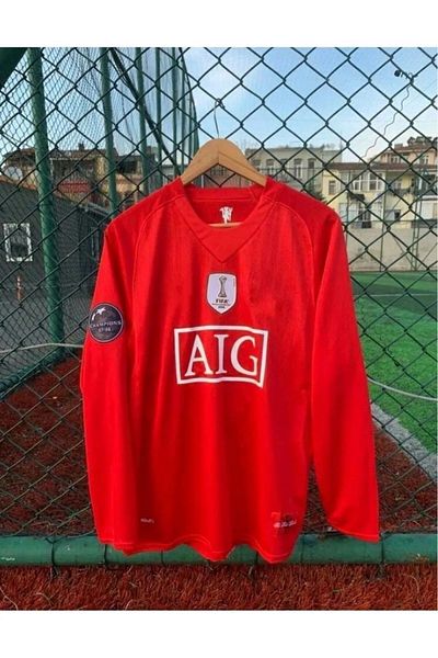 jabuka United 2008 Moscow Champions League Final Cristiano Ronaldo Jersey (Red Long Sleeve)