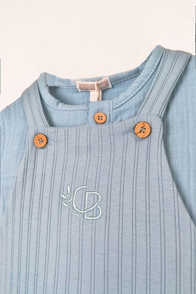 Cassiope Muslin Fabric Salopet Jumpsuit Suit Wooden Button Detailed Eid Special Day Baby Boy Suit