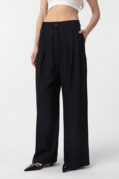 Antioch Black Double Pleated Women's Trousers