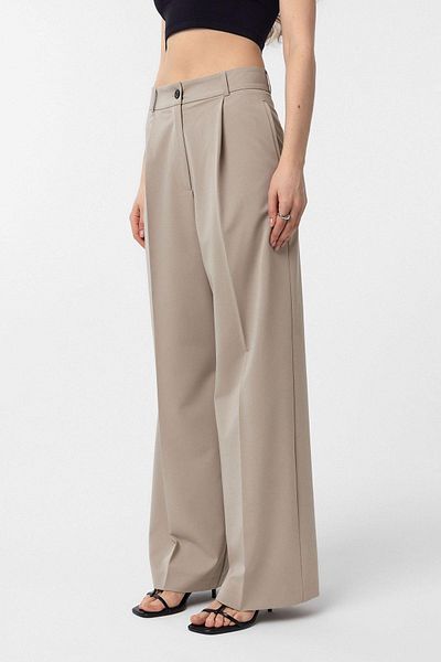 Antioch Beige Pleated Women's Trousers
