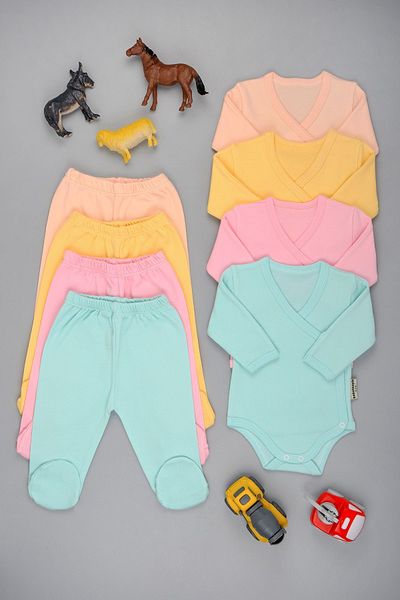 bebetospik 4-Piece Set with Soft Cotton Double-Breasted Booties for Baby Boy - Girl