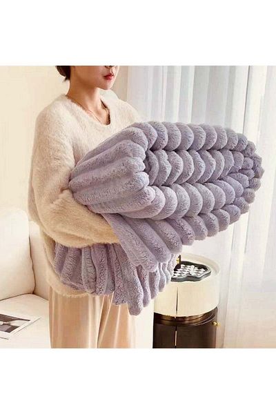 Comfy GREY LUXURIOUS QUALITY EMBOSSED FLANNEL SOFT FLEECE BLANKET