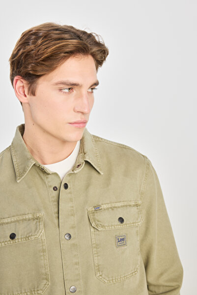 Lee 100% Cotton Relaxed Fit Wide Cut Green Shirt Jacket