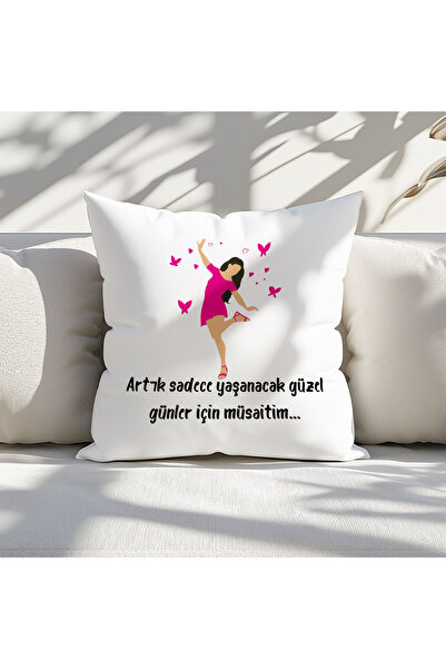qoeuyl boutique Yaşanacak Güzel Günler İçin Müsaitim Baskılı Elyaf Dolgulu He...