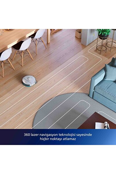 Philips 2.000 Pa Emiş Gücü Islak Kuru Kompakt Tasarım Akıllı Temizlik Robot Süpürge